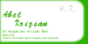 abel krizsan business card